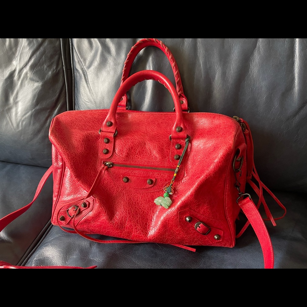 Balenciaga Red Leather Classic Polly- Rare color and style!